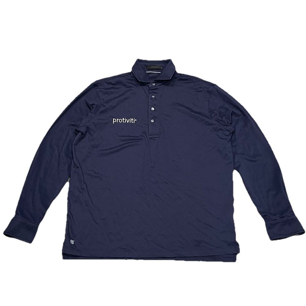 Greyson Long Sleeve Collared Y2K Cotton Men Polo Large Navy A006132